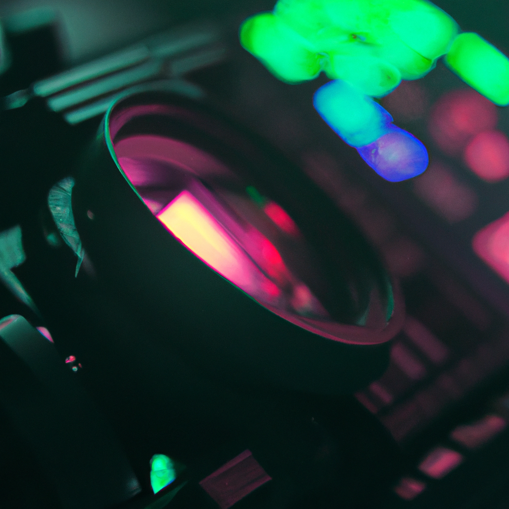 Primer plano de timeline de edición y teclado retroiluminado con luces RGB en Argentina