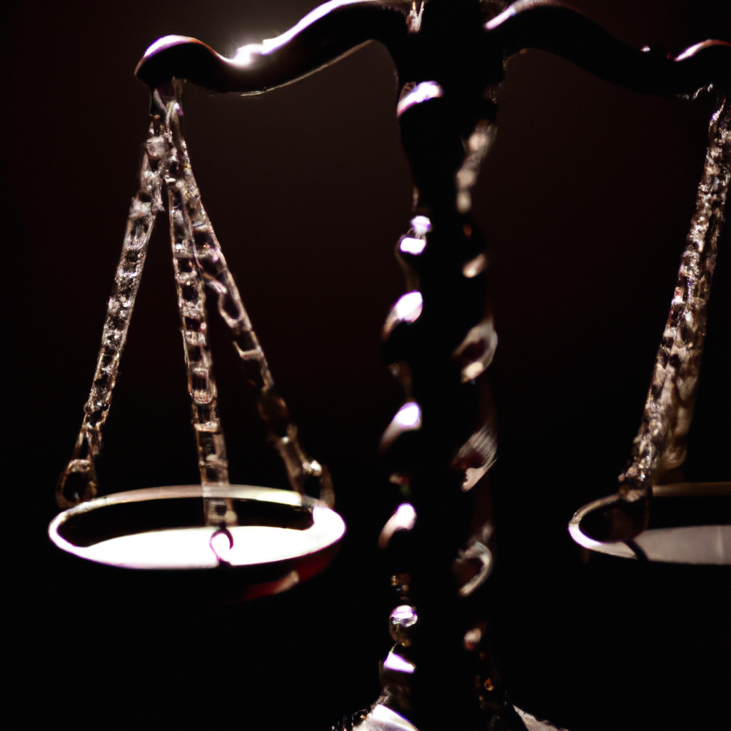 Balanza de la justicia equilibrada, fondo con gradiente minimalista, líneas limpias, alto contraste